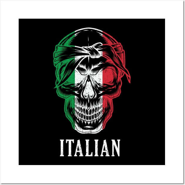 Italy Flag Skull - Cool Italian Culture Grunge Wall Art by mstory